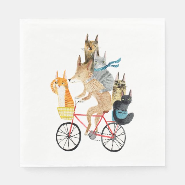 Dog and cats cycling  napkin (Front)