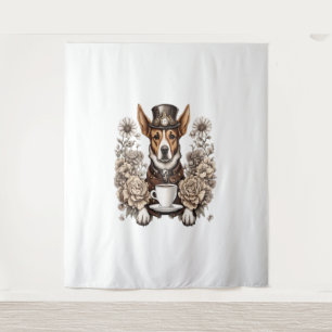 dog and coffee tapestry