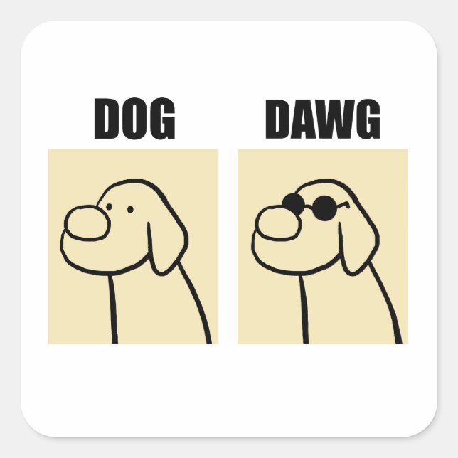 Dog and Dawg Cute Dog Pun Sticker (Front)