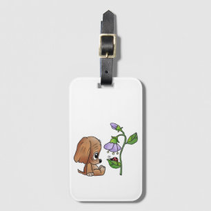 dog and flower luggage tag