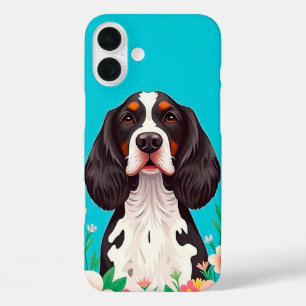 Dog and flowers iPhone 16 plus case