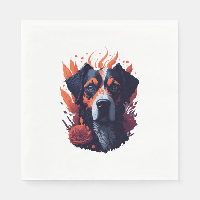 Dog  and flowers  napkin (Front)