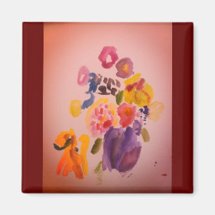 Dog and flowers nice art magnet