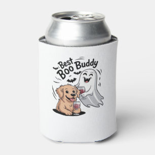 Dog and ghost drinking wine. Classic T-Shirt Can Cooler