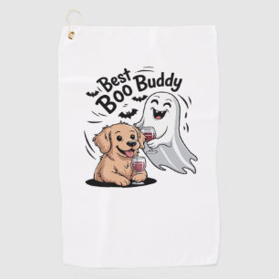 Dog and ghost drinking wine. Classic T-Shirt Golf Towel