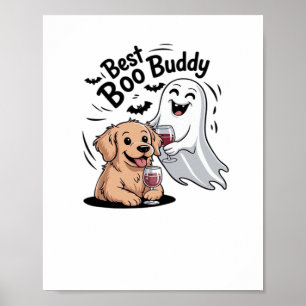 Dog and ghost drinking wine. Classic T-Shirt Poster