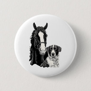 Dog And Horse Lover Horseback Riding Equestrian Fo 6 Cm Round Badge