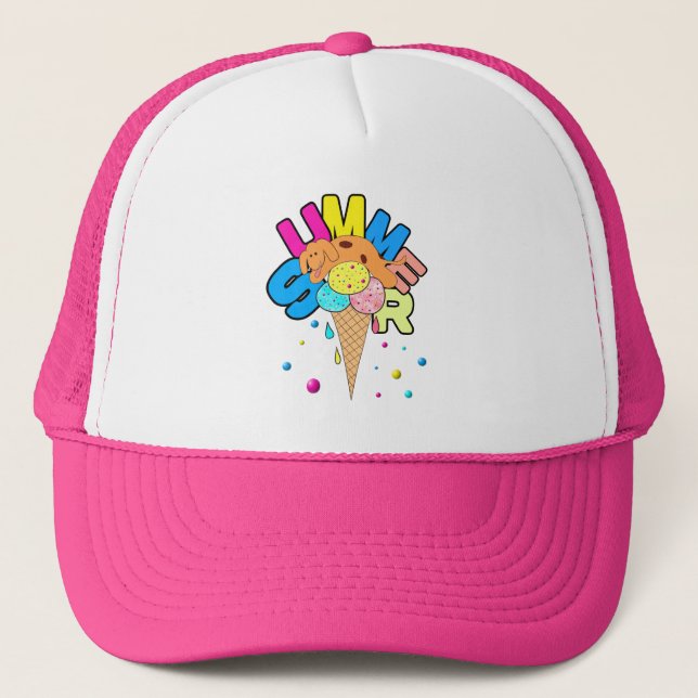 Dog and ice cream trucker hat (Front)