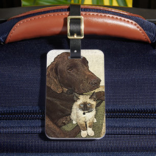 Dog and Kitten Buddies Photograph Luggage Tag