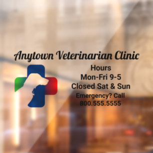 Dog and Medical Symbol Veterinarian  Window Cling