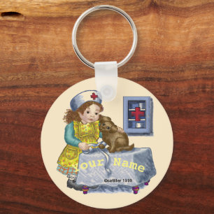 Dog and nurse key ring