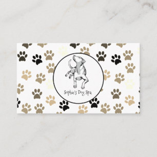 Dog And Paw Print Pattern Dog Grooming Spa Busines Business Card