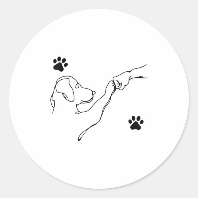 Dog And People Punch Hand Dog Friendship Fist Bump Classic Round Sticker (Front)