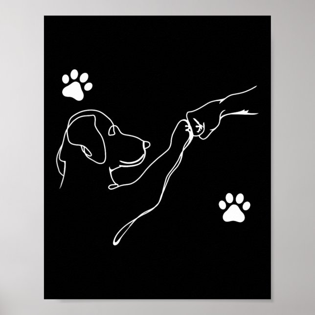 Dog And People Punch Hand Dog Friendship Fist Bump Poster (Front)