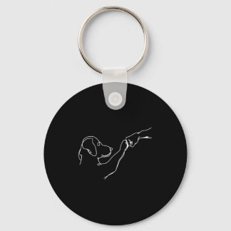 Dog And People Punch Hand Dog Man Friendship Bump  Key Ring