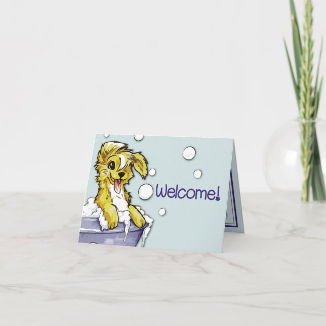Dog and Pet Groomer Welcome - Doggie Bubble Bath Card (Front)