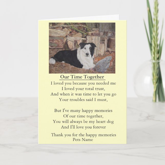 dog and pet sympathy poem original customisable card (Front)