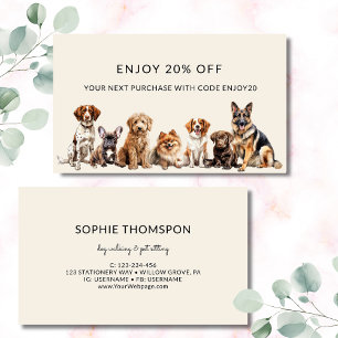 Dog and pets dog walking discount card