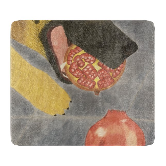 Dog and pomegranate cutting board (Front)