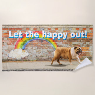 Dog and Rainbow Graffiti Beach Towel