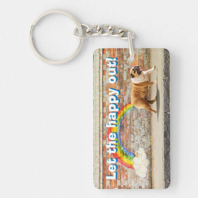 Dog and Rainbow Graffiti Key Ring (Front)
