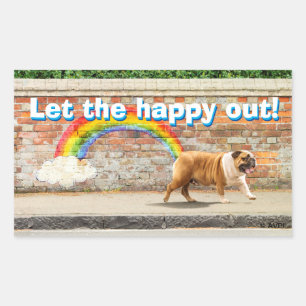 Dog and Rainbow Graffiti Rectangular Sticker