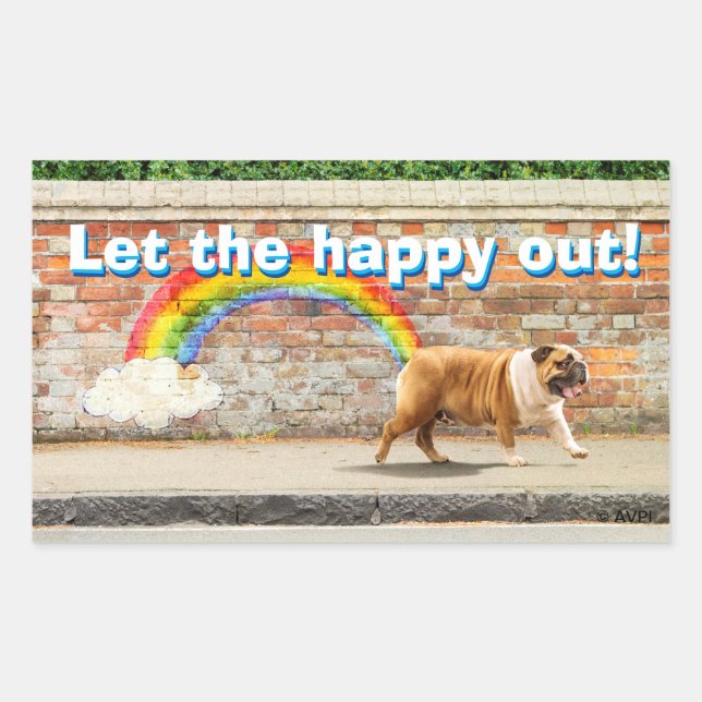 Dog and Rainbow Graffiti Rectangular Sticker (Front)