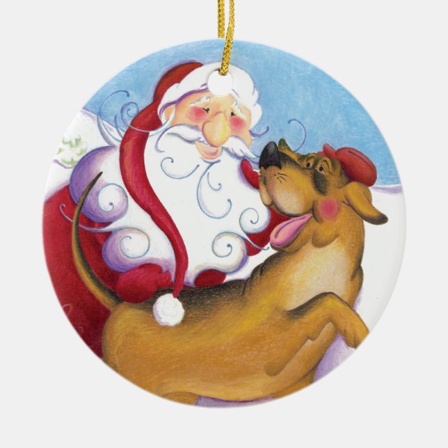 Dog and Santa / Ornament (Front)