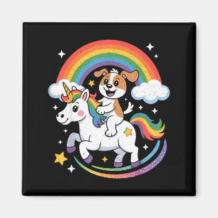 Dog And Unicorn Space Galaxy Rainbow Dogs Magnet
