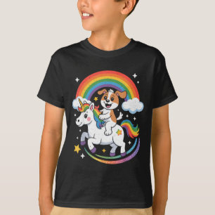 Dog And Unicorn Space Galaxy Rainbow Dogs T-Shirt