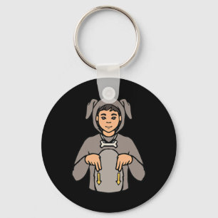 Dog Animal ASL Hand Gesture Deaf Hearing Loss Awar Key Ring
