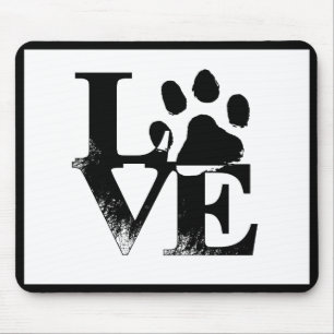 Dog Animal Paw Print Typography Puppy Love Mouse Pad