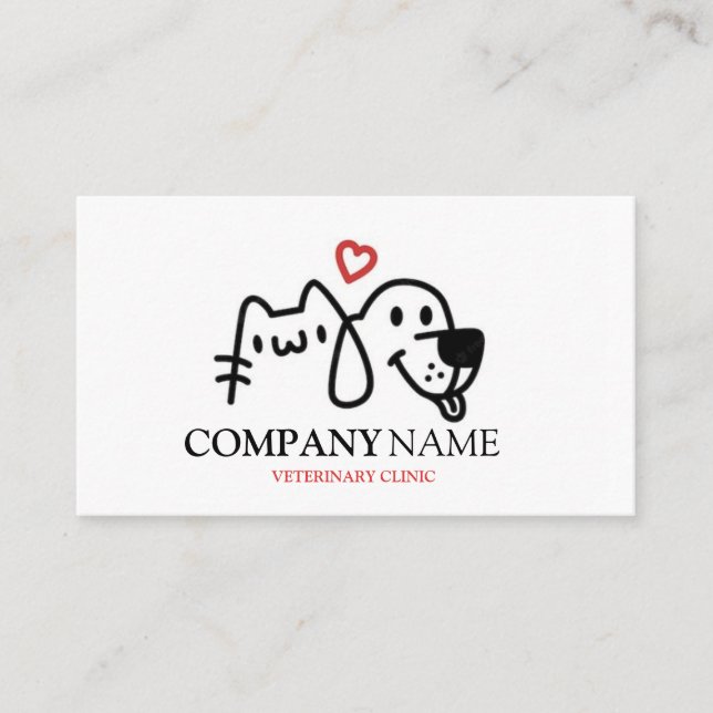 Dog Animal Pet Logo Veterinary Clinic Business Card (Front)