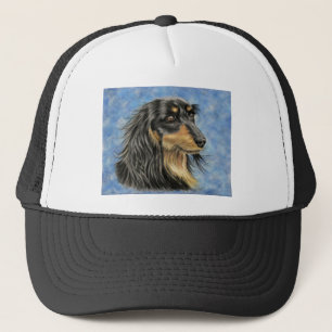 Dog Art - Long Haired Dachshund Art Marcus Trucker Hat