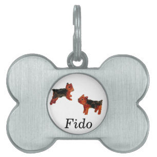 Dog Art Two Brown Terriers Pet ID Tag