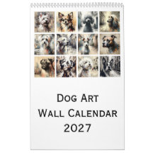 Dog Art Wall Calendar 2027, Artistic Dog Portraits