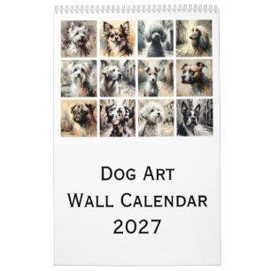 Dog Art Wall Calendar 2027, Artistic Dog Portraits