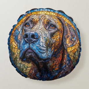Dog Artistic Stained Glass Portrait Round Cushion
