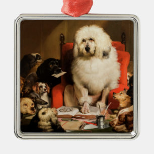 Dog as a Judge Laying Down the Law in Court Metal Tree Decoration