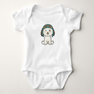 Dog as Aviator with Hat & Glasses Baby Bodysuit
