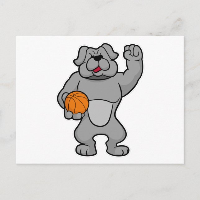Dog as Basketball player with Basketball ball Postcard (Front)