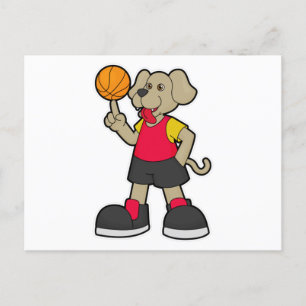 Dog as Basketball player with Basketball Postcard
