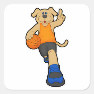 Dog as Basketball player with Basketball Square Sticker