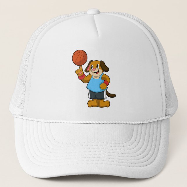 Dog as Basketball player with Basketball Trucker Hat (Front)