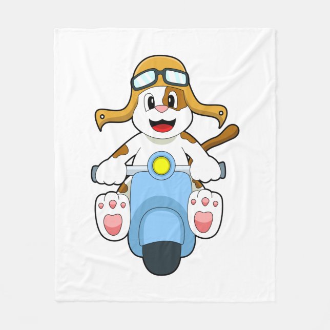 Dog as Biker with Scooter.PNG Fleece Blanket (Front)