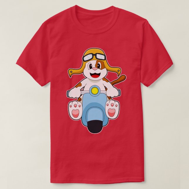 Dog as Biker with Scooter T-Shirt (Design Front)