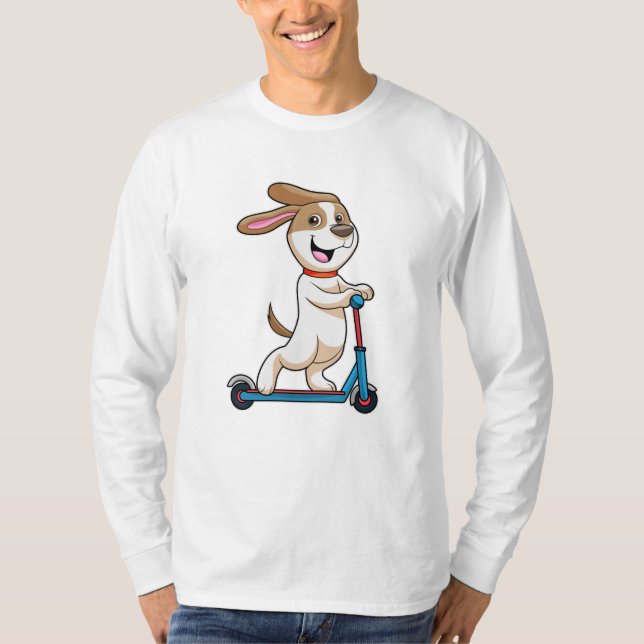 Dog as Biker with Scooter T-Shirt (Front)