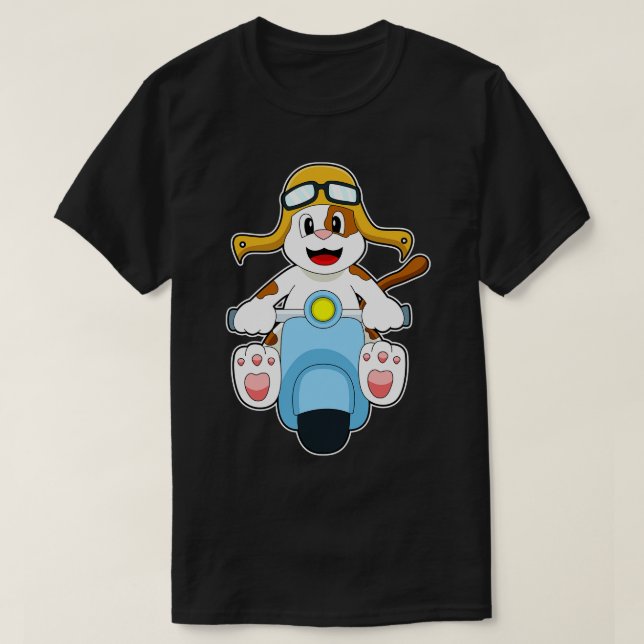 Dog as Biker with Scooter T-Shirt (Design Front)