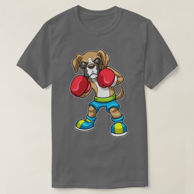 Dog as Boxer with Boxing gloves 1 T-Shirt (Design Front)