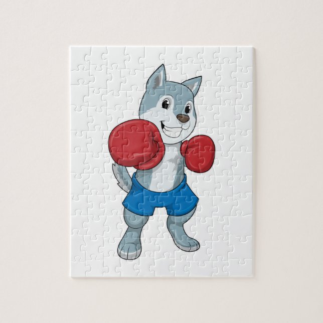 Dog as Boxer with Boxing gloves Jigsaw Puzzle (Vertical)